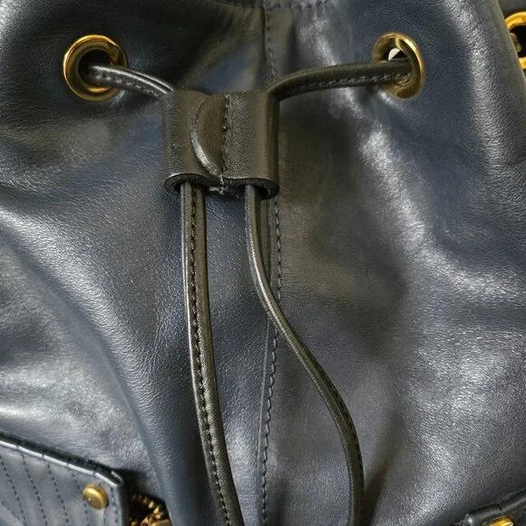 A. Bellucci Blue Leather Drawstring Bag - Picture 4 of 16